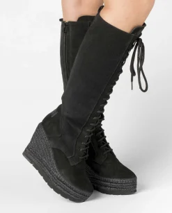 Bota alta en serraje negro Tilo 7