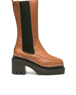 Bota alta en velvet cuero Panteta