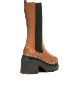 Bota alta en velvet cuero Panteta