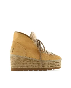 Bota baja borreguito en serraje camel Creta