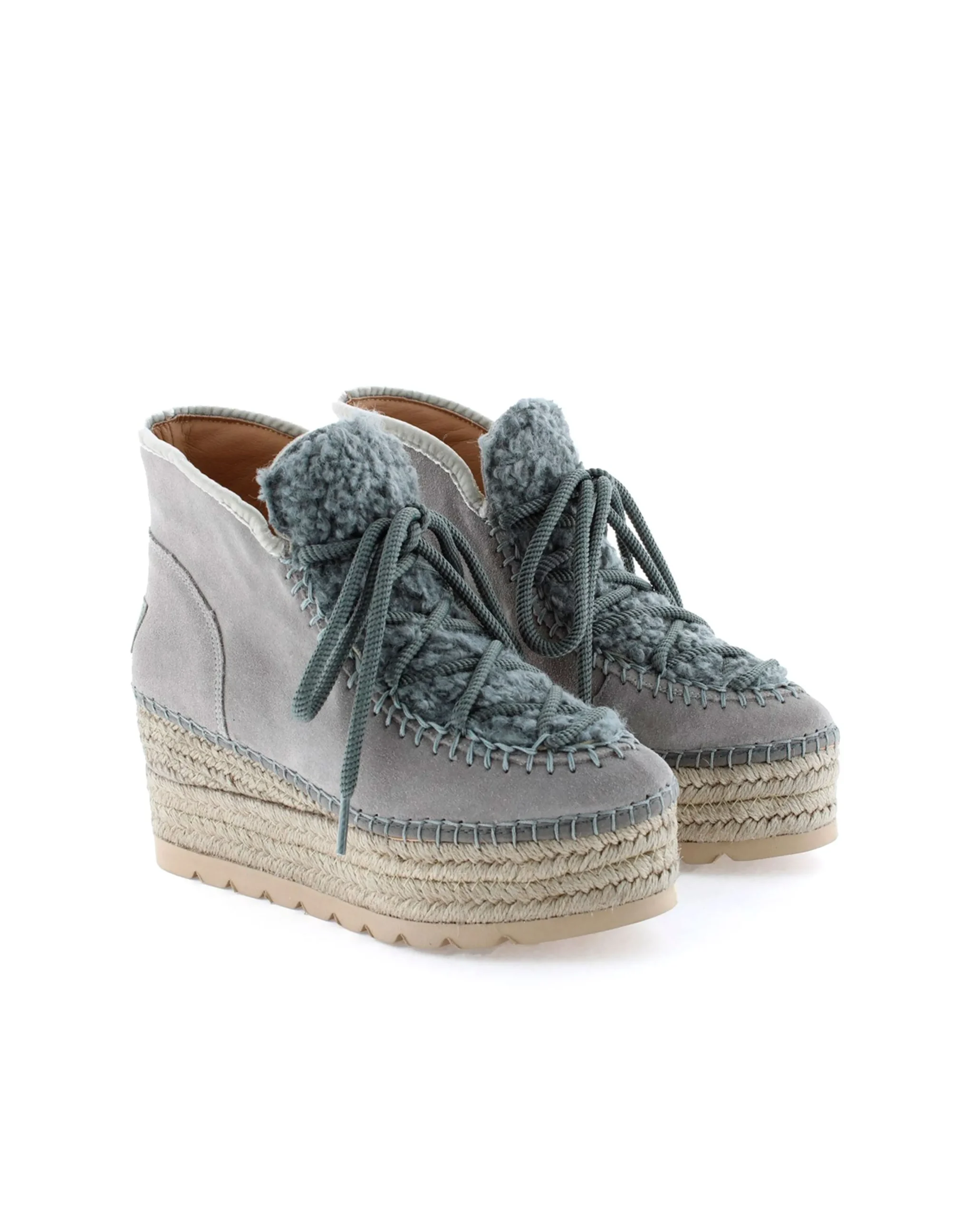 Bota baja borreguito en serraje gris Creta