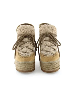 Bota baja borreguito en serraje camel Creta