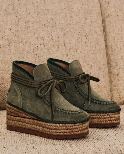 Bota baja en serraje kaki Creta