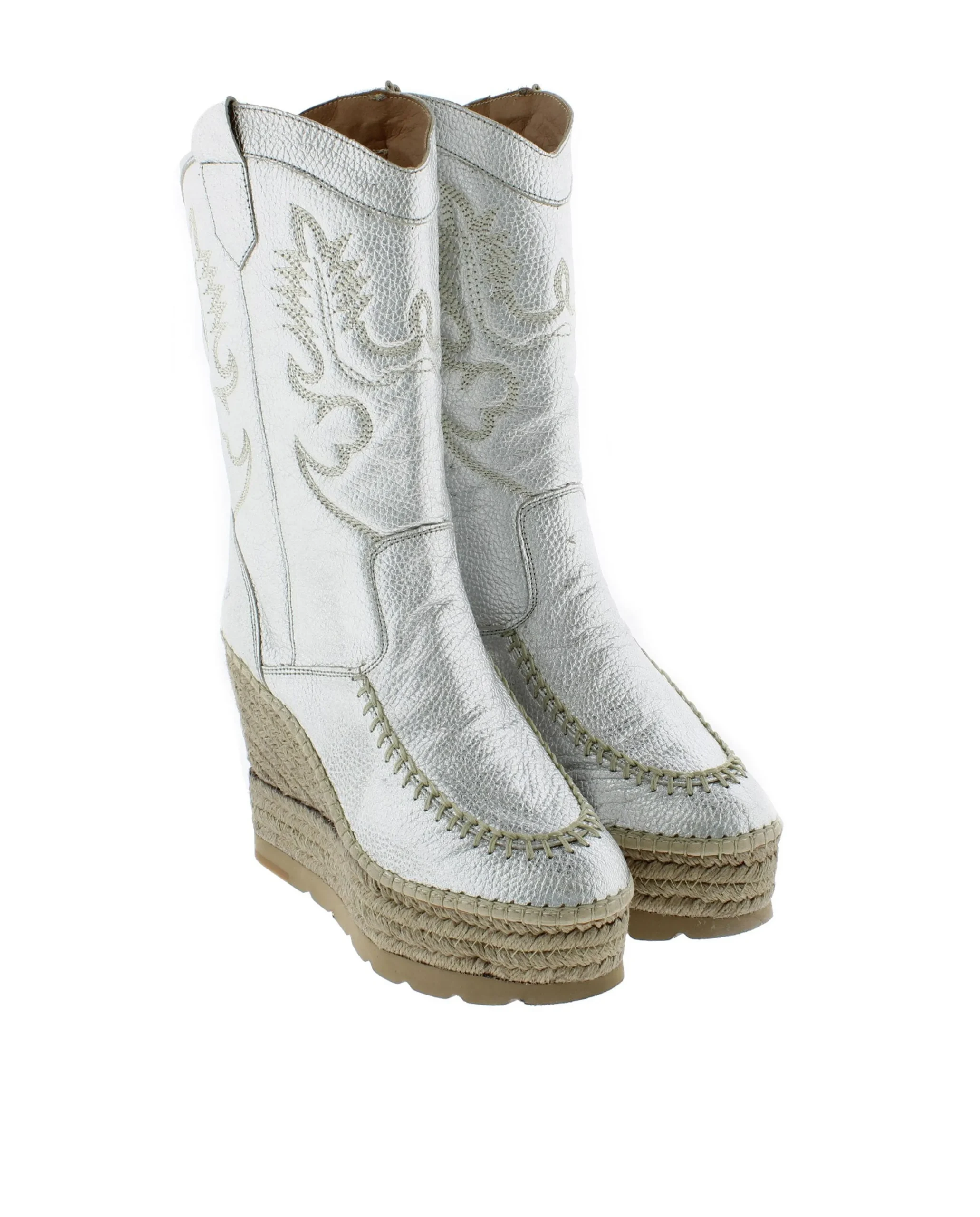 Bota Cowboy en napa metal plata Tilo 7