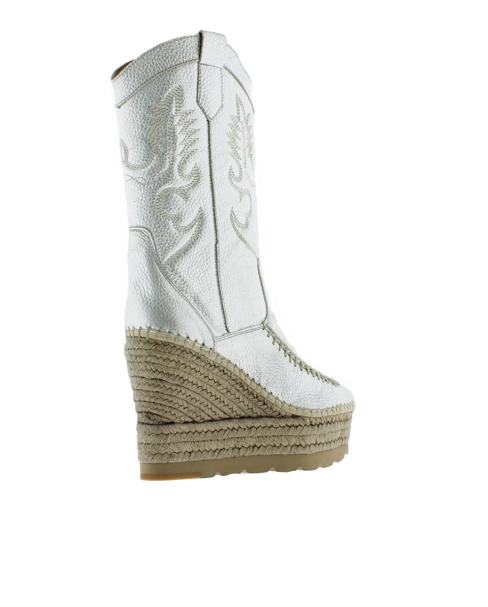 Bota Cowboy en napa metal plata Tilo 7