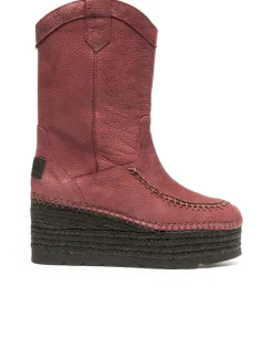 Bota Cowboy en nobuk burdeos Creta