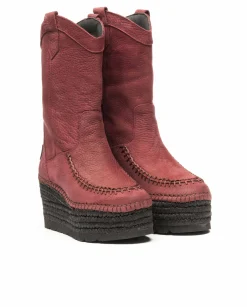 Bota Cowboy en nobuk burdeos Creta