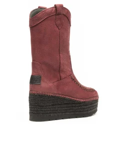 Bota Cowboy en nobuk burdeos Creta
