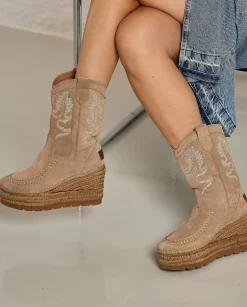 Bota Cowboy en serraje arena Tilo 5