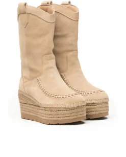 Bota Cowboy en serraje arena Creta