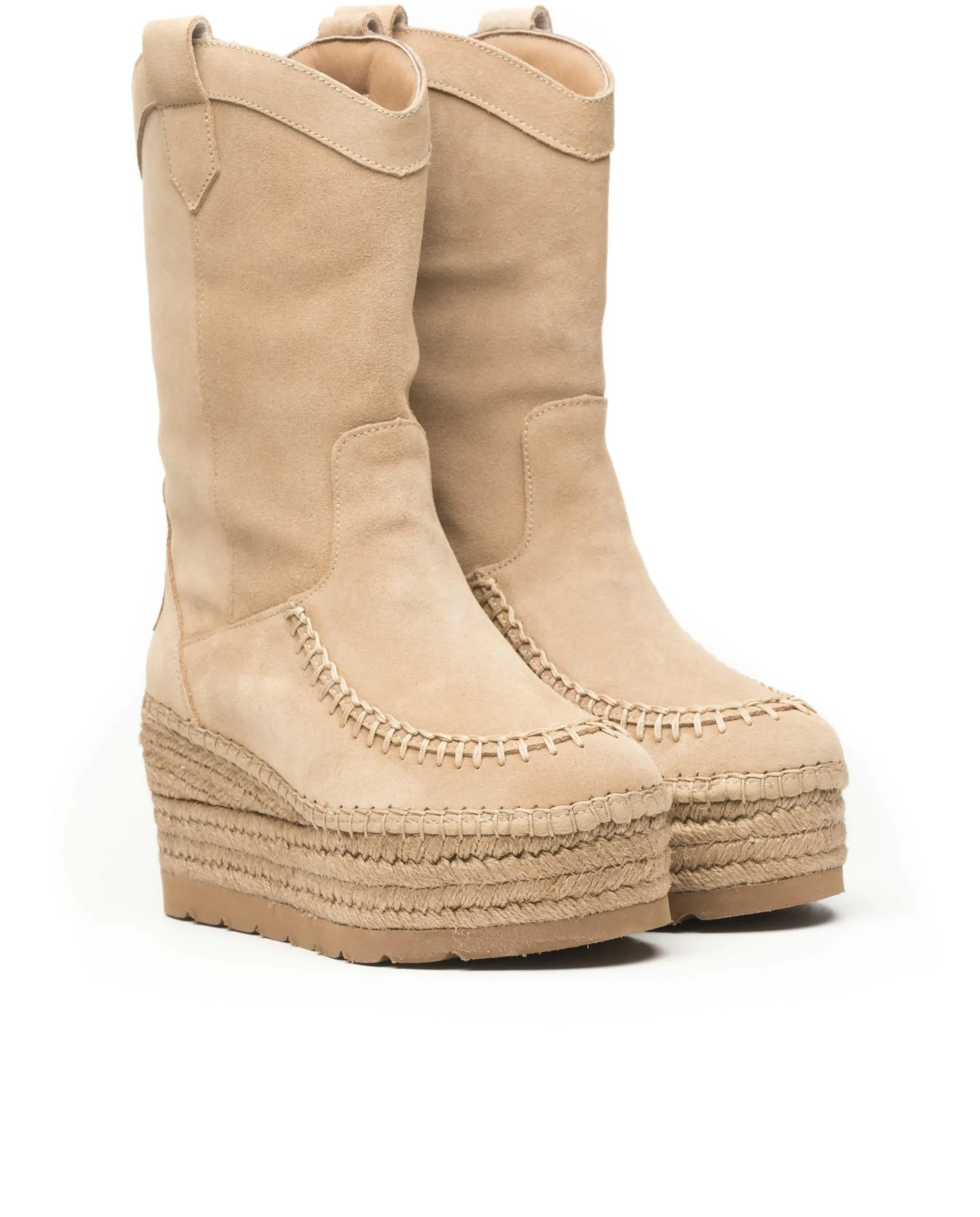 Bota Cowboy en serraje arena Creta