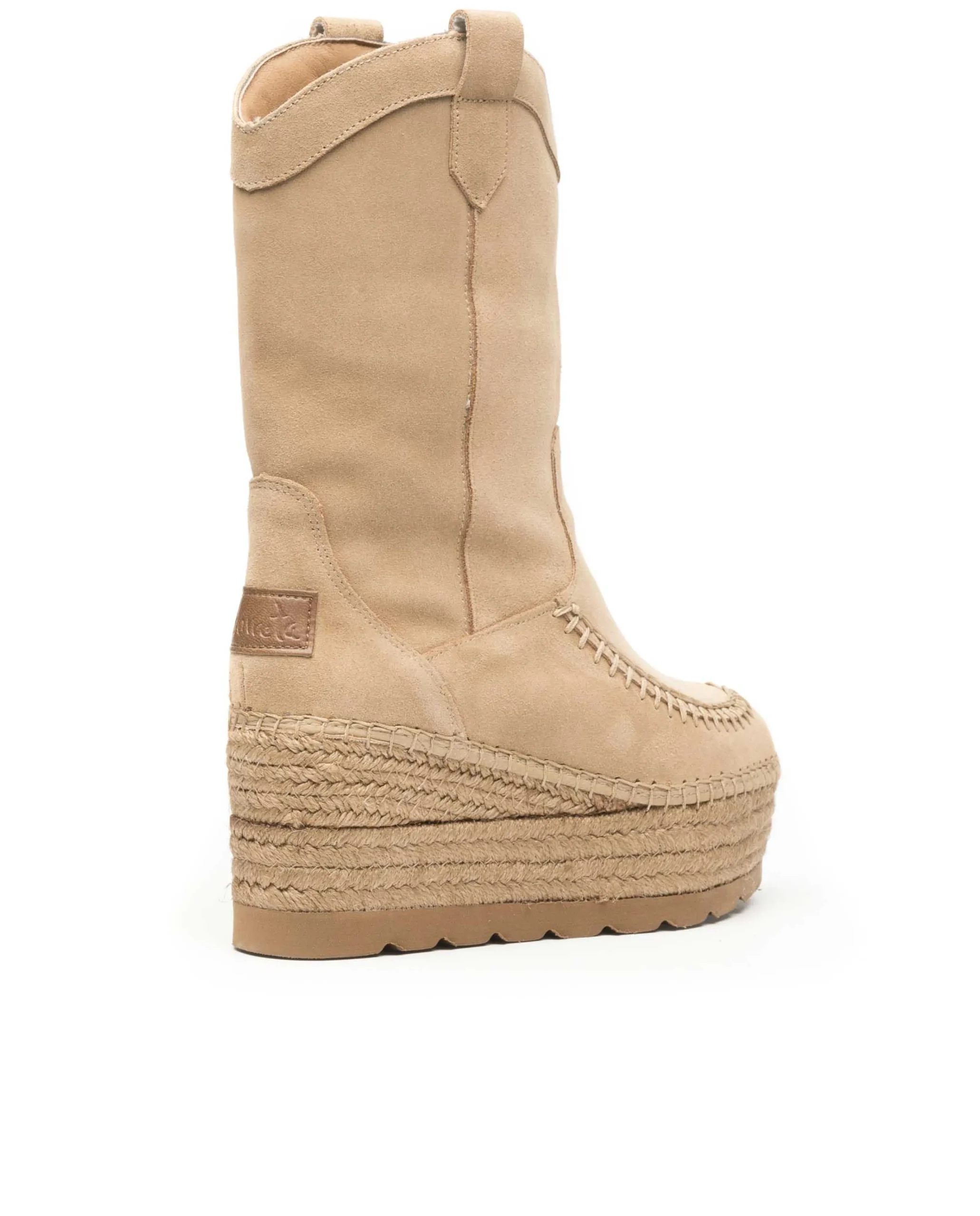 Bota Cowboy en serraje arena Creta