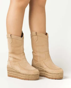 Bota Cowboy en serraje arena Creta