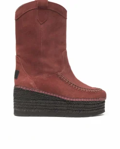 Bota Cowboy en serraje burdeos Creta