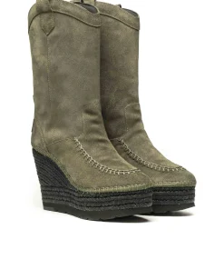 Bota Cowboy en serraje kaki Tilo 7