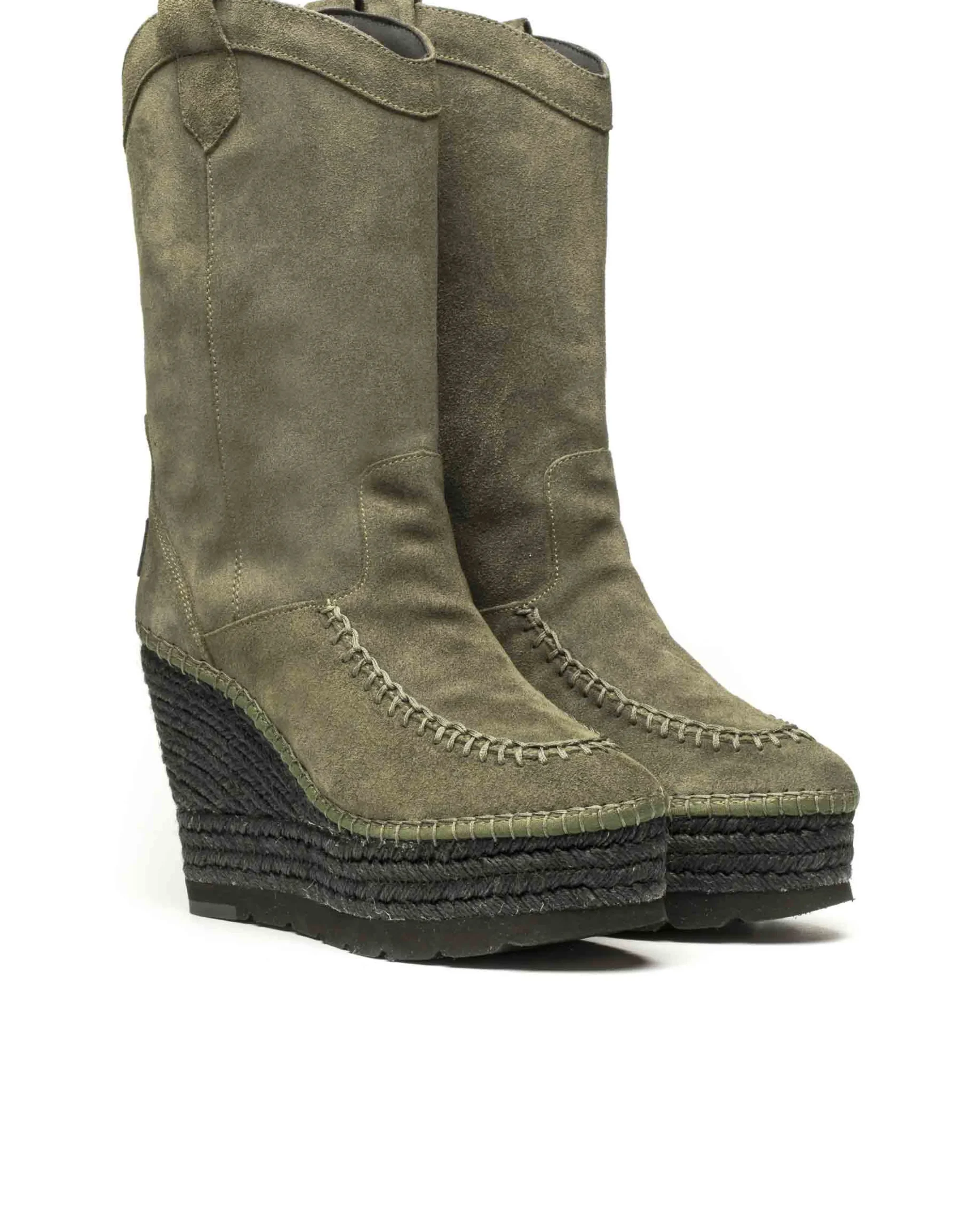 Bota Cowboy en serraje kaki Tilo 7