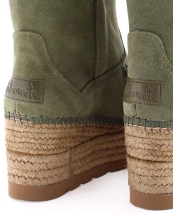 Bota Cowboy en serraje kaki Creta