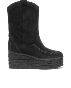 Bota Cowboy en serraje negro Creta