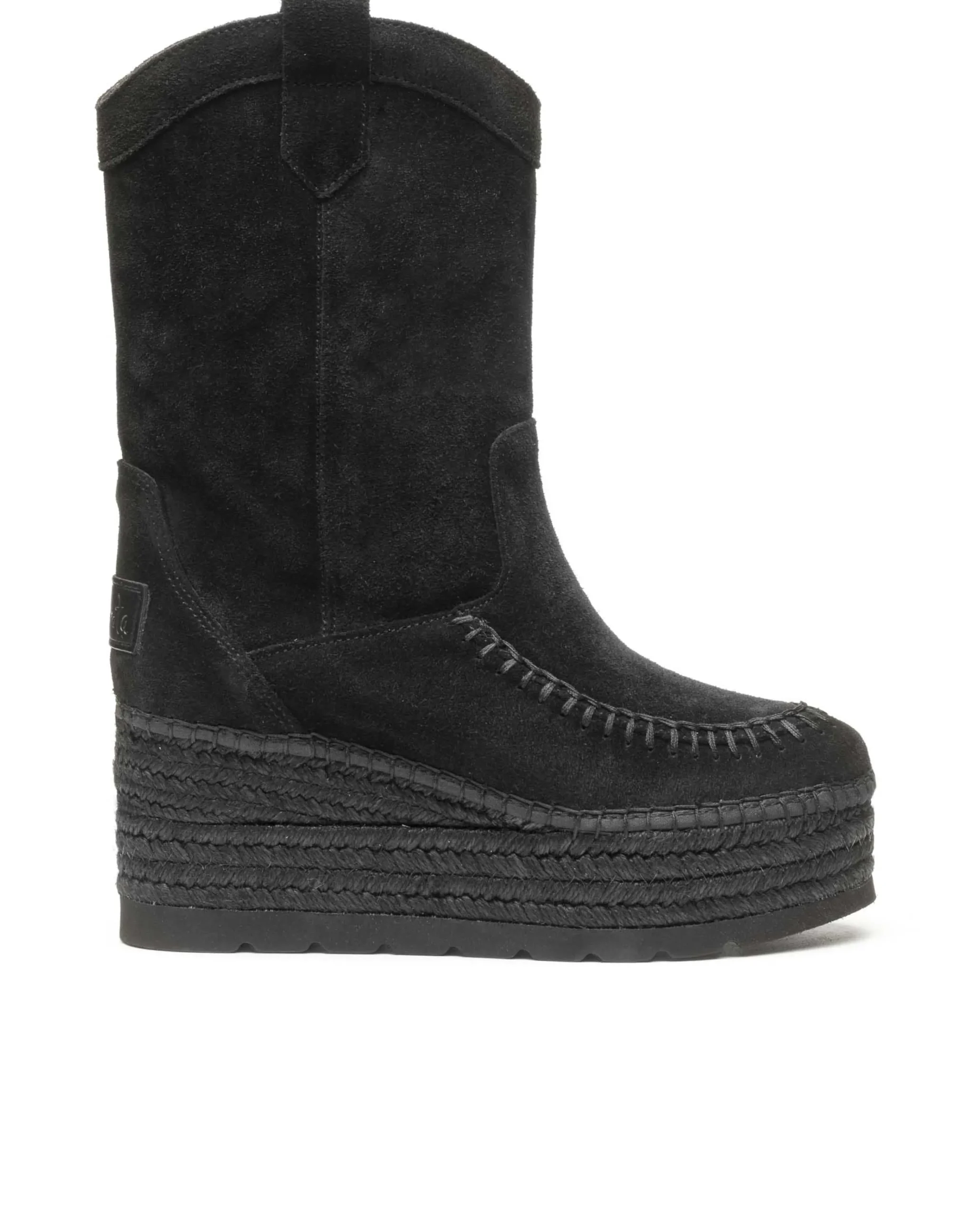 Bota Cowboy en serraje negro Creta