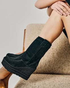 Bota Cowboy en serraje negro Tilo 7