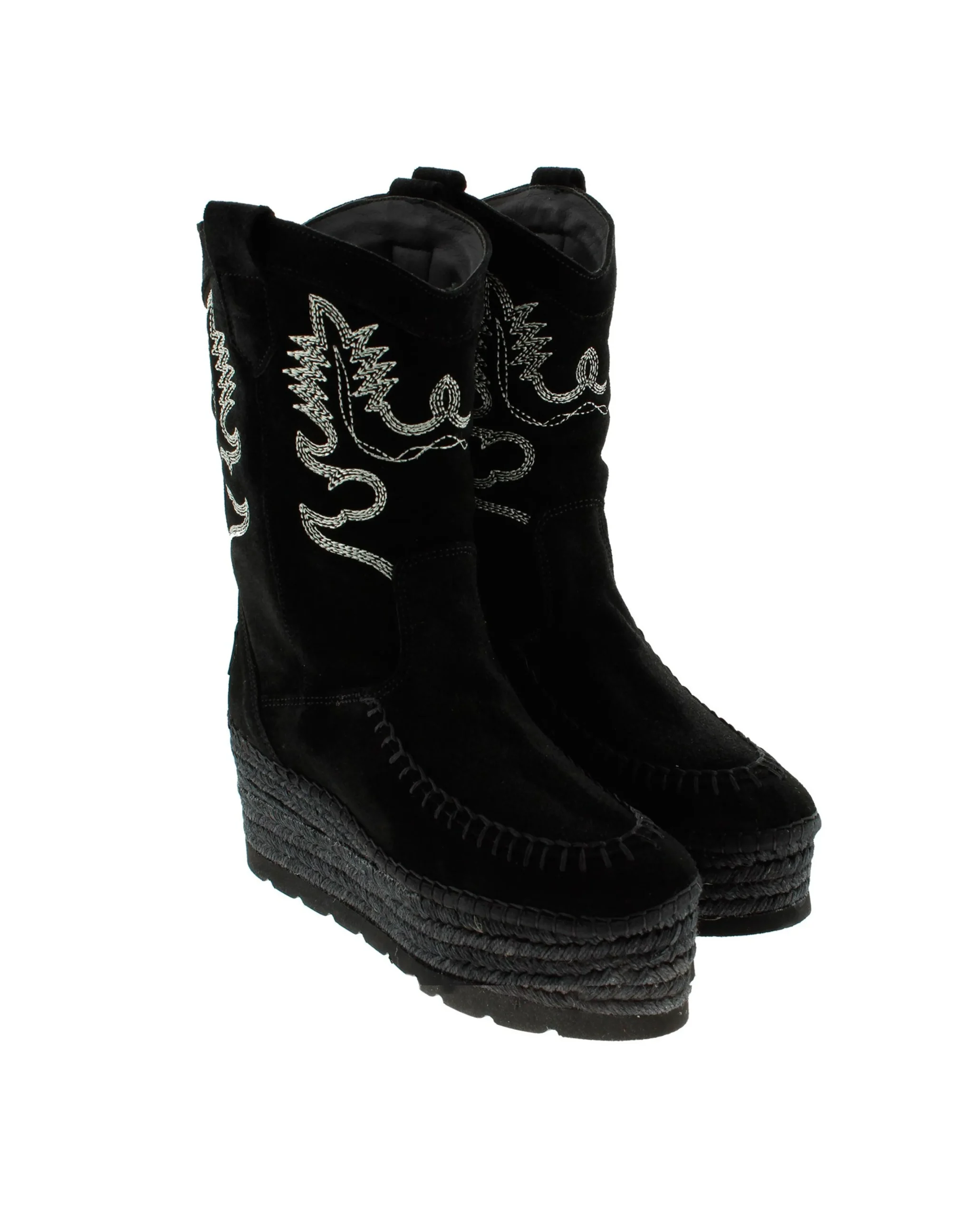 Bota Cowboy en serraje negro Creta