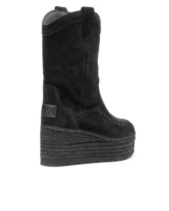 Bota Cowboy en serraje negro Creta