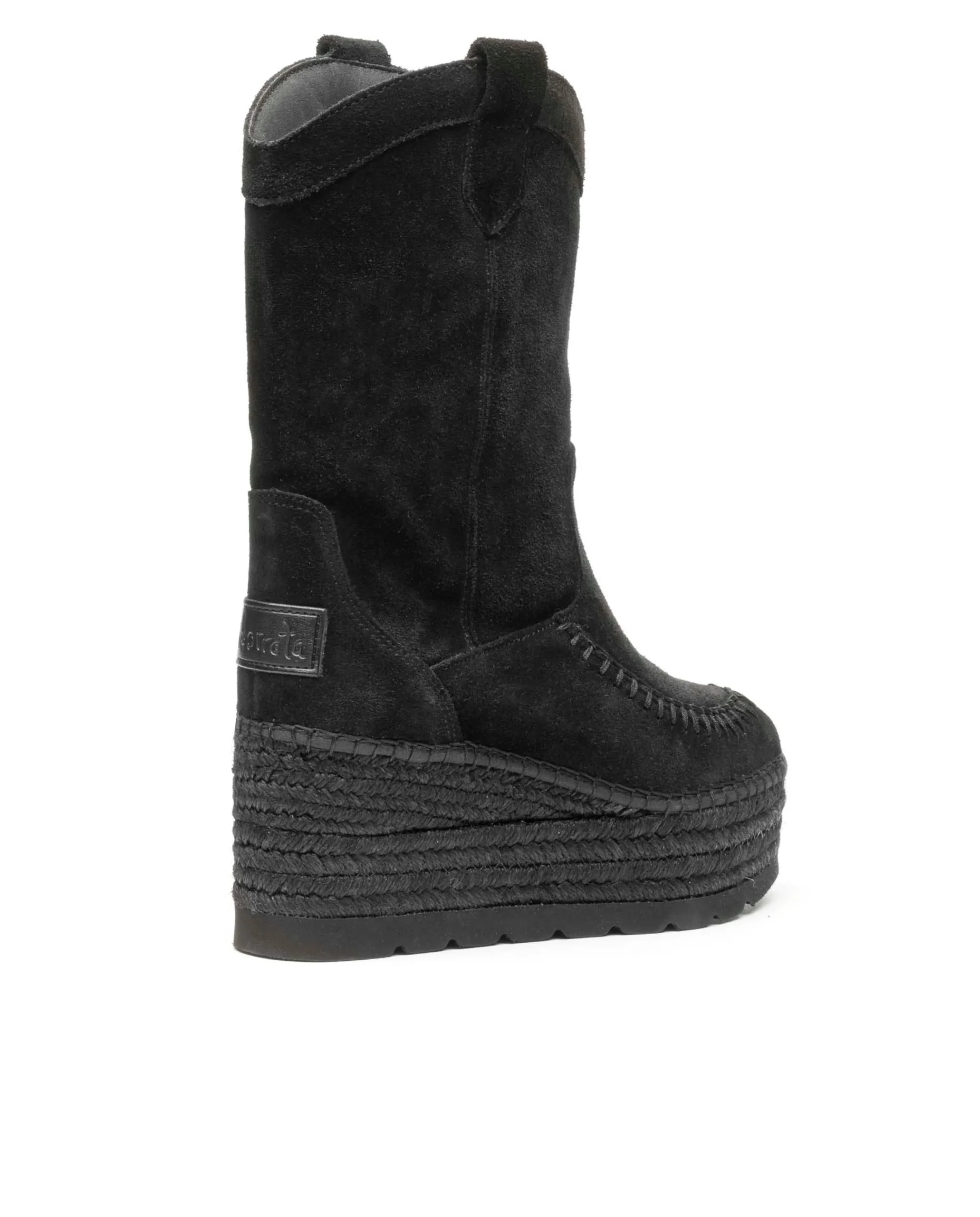 Bota Cowboy en serraje negro Creta