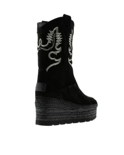 Bota Cowboy en serraje negro Creta