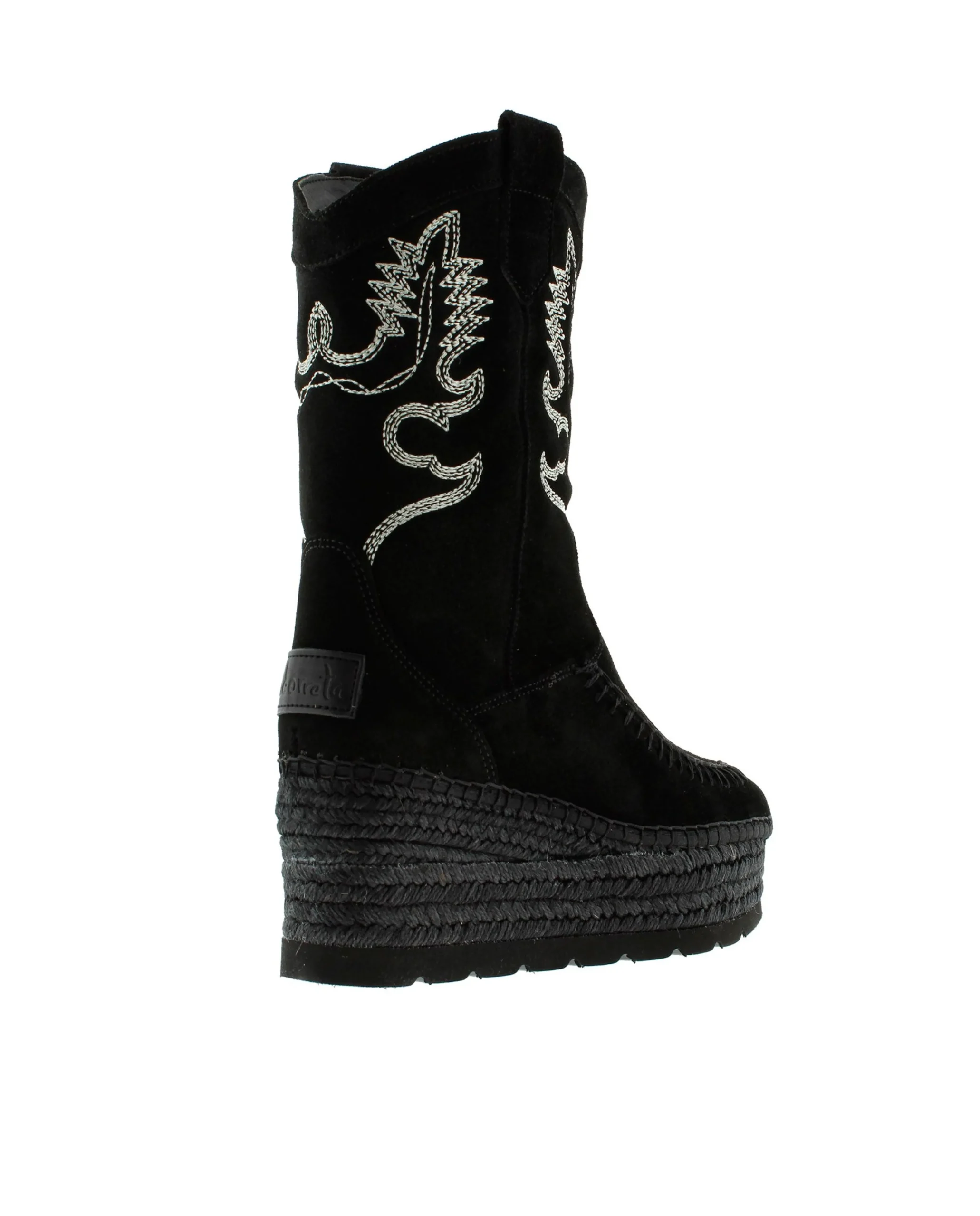 Bota Cowboy en serraje negro Creta