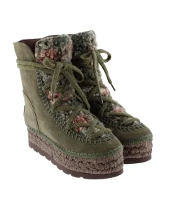 Botin borreguito en serraje kaki Merce Doble