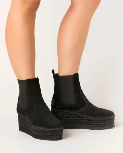 Botin Chelsea en serraje negro Creta