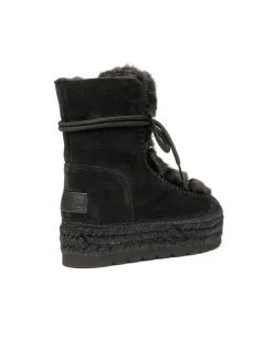 Botin con pelo en serraje negro Merce Doble