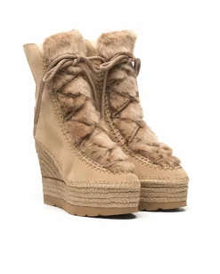 Botin de pelo en serraje nude Tilo 7