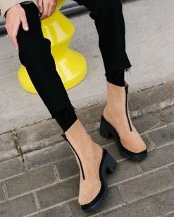 Botin en serraje nude Panteta