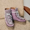 Botin plataforma en serraje violeta Merce Doble
