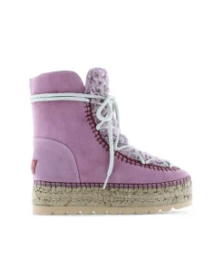 Botin plataforma en serraje violeta Merce Doble