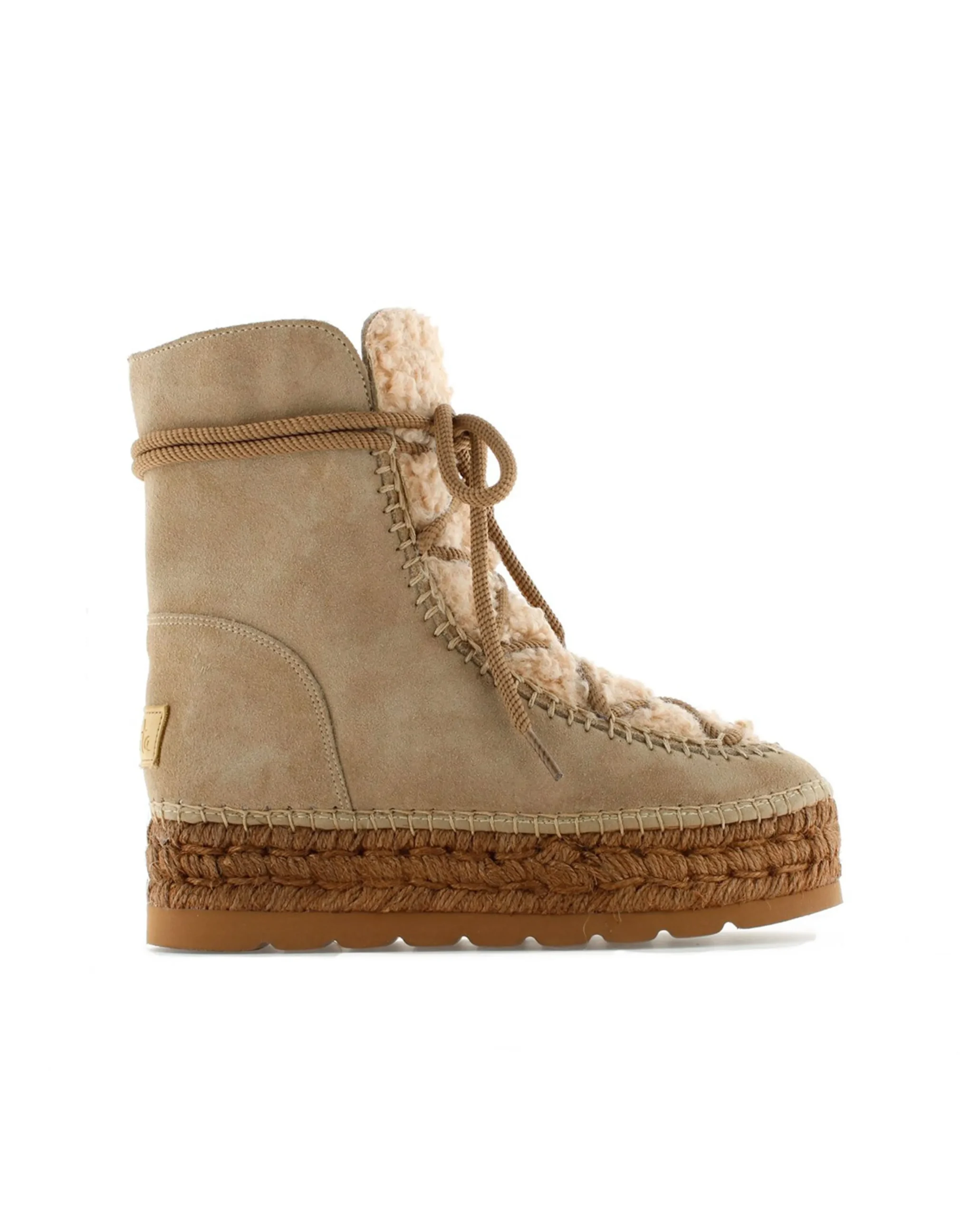 Botin plataforma en serraje taupe Merce Doble