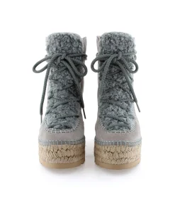 Botin plataforma en serraje gris Merce Doble