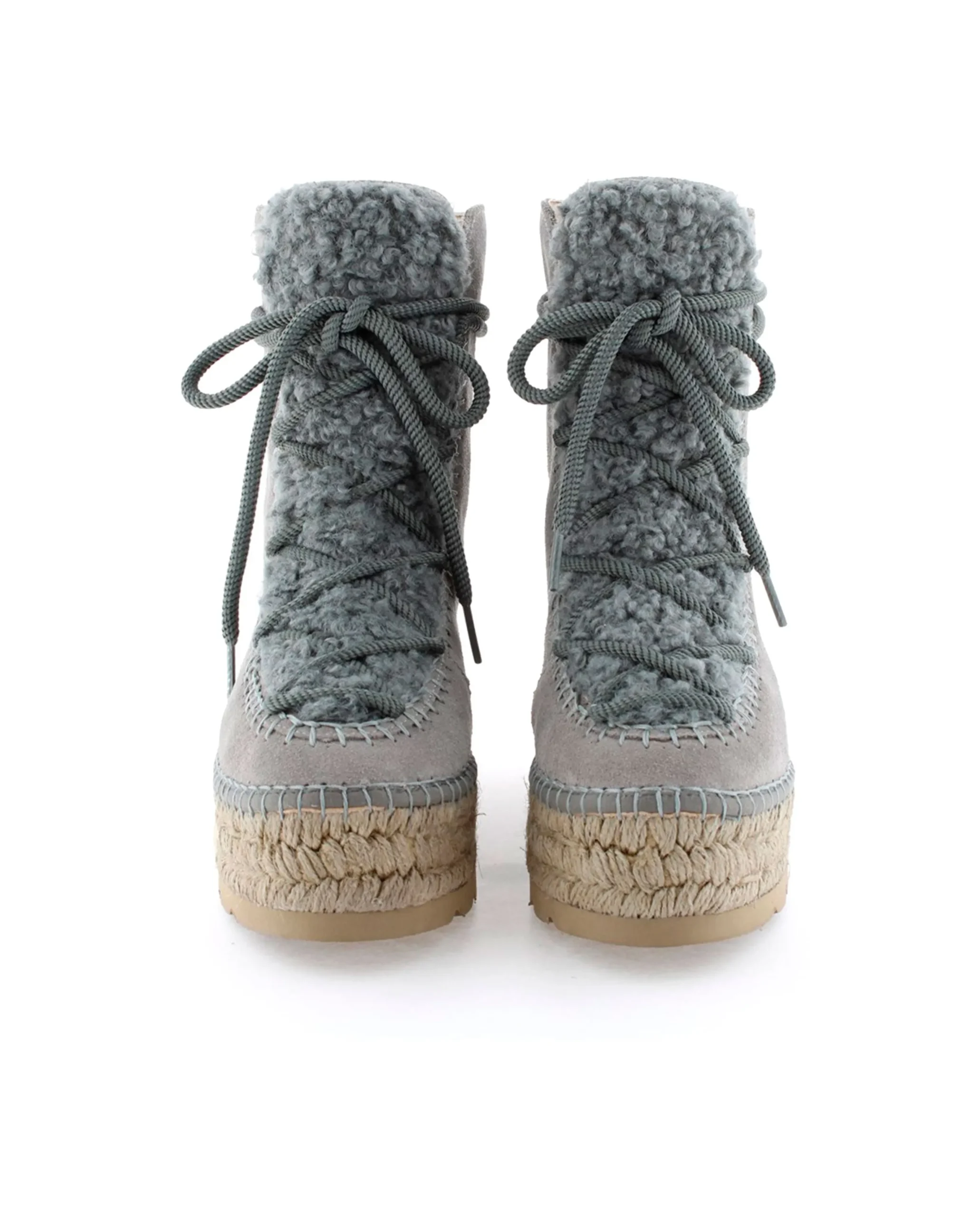 Botin plataforma en serraje gris Merce Doble