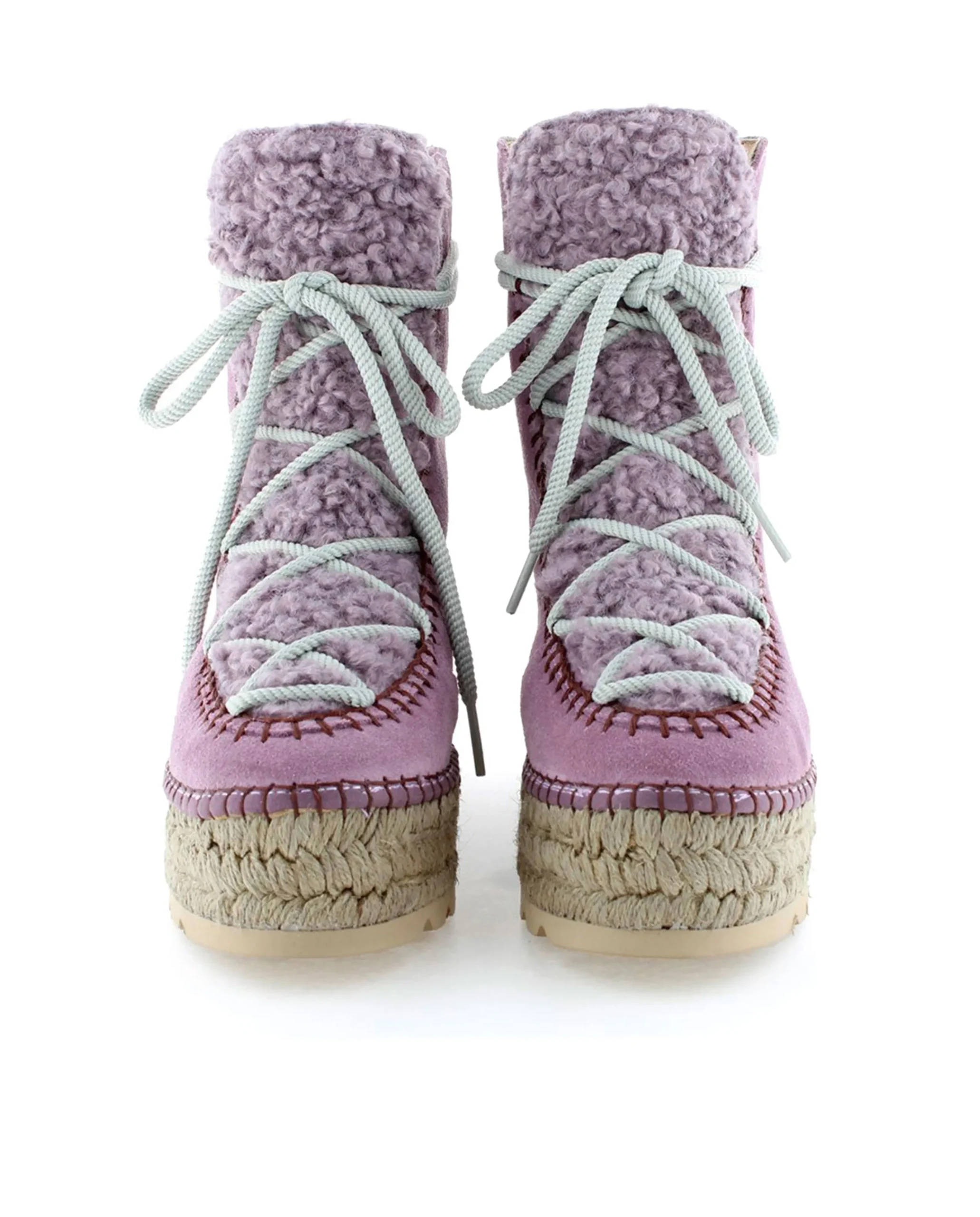 Botin plataforma en serraje violeta Merce Doble