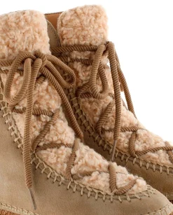 Botin plataforma en serraje taupe Merce Doble