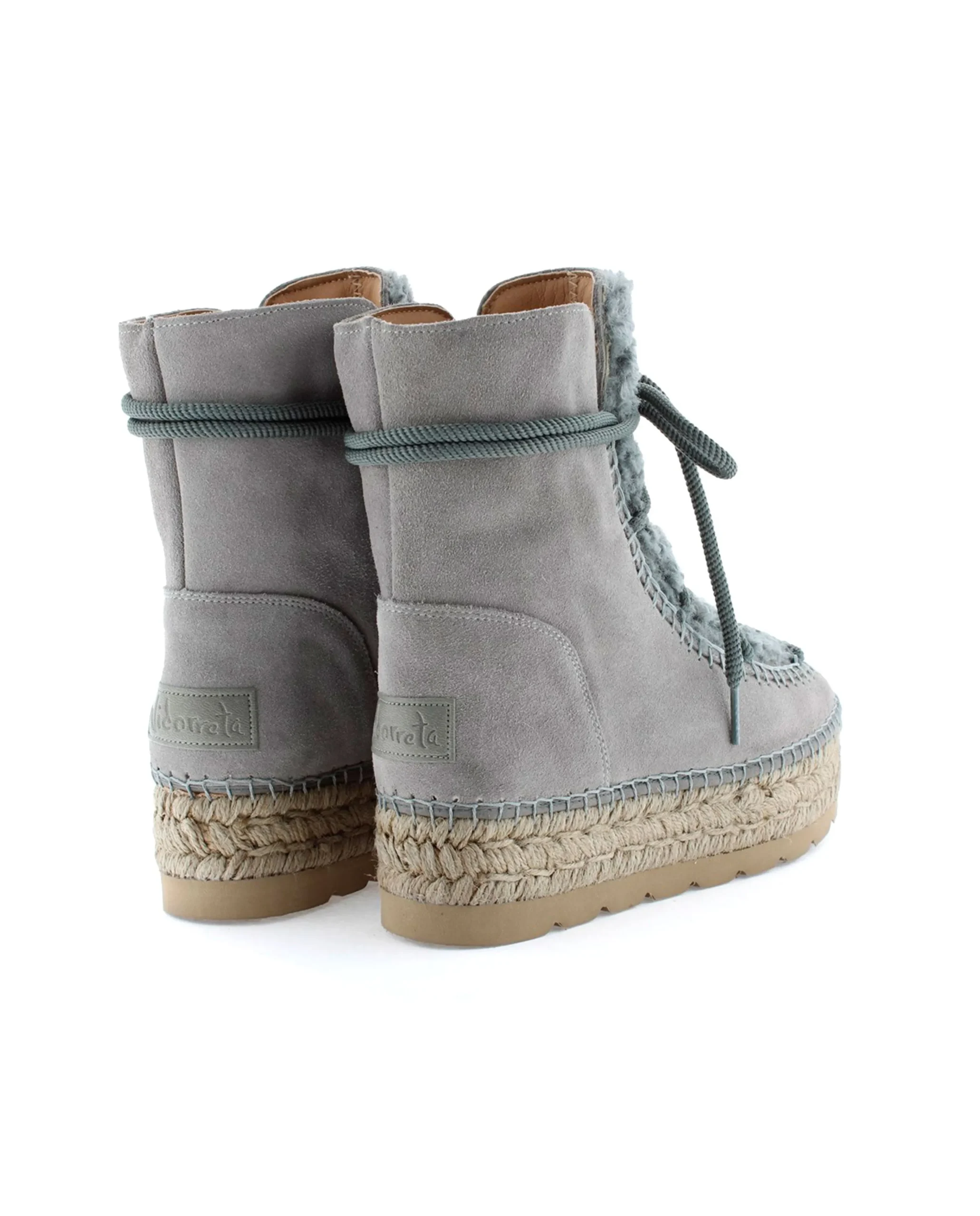 Botin plataforma en serraje gris Merce Doble