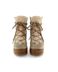 Botin plataforma en serraje taupe Merce Doble