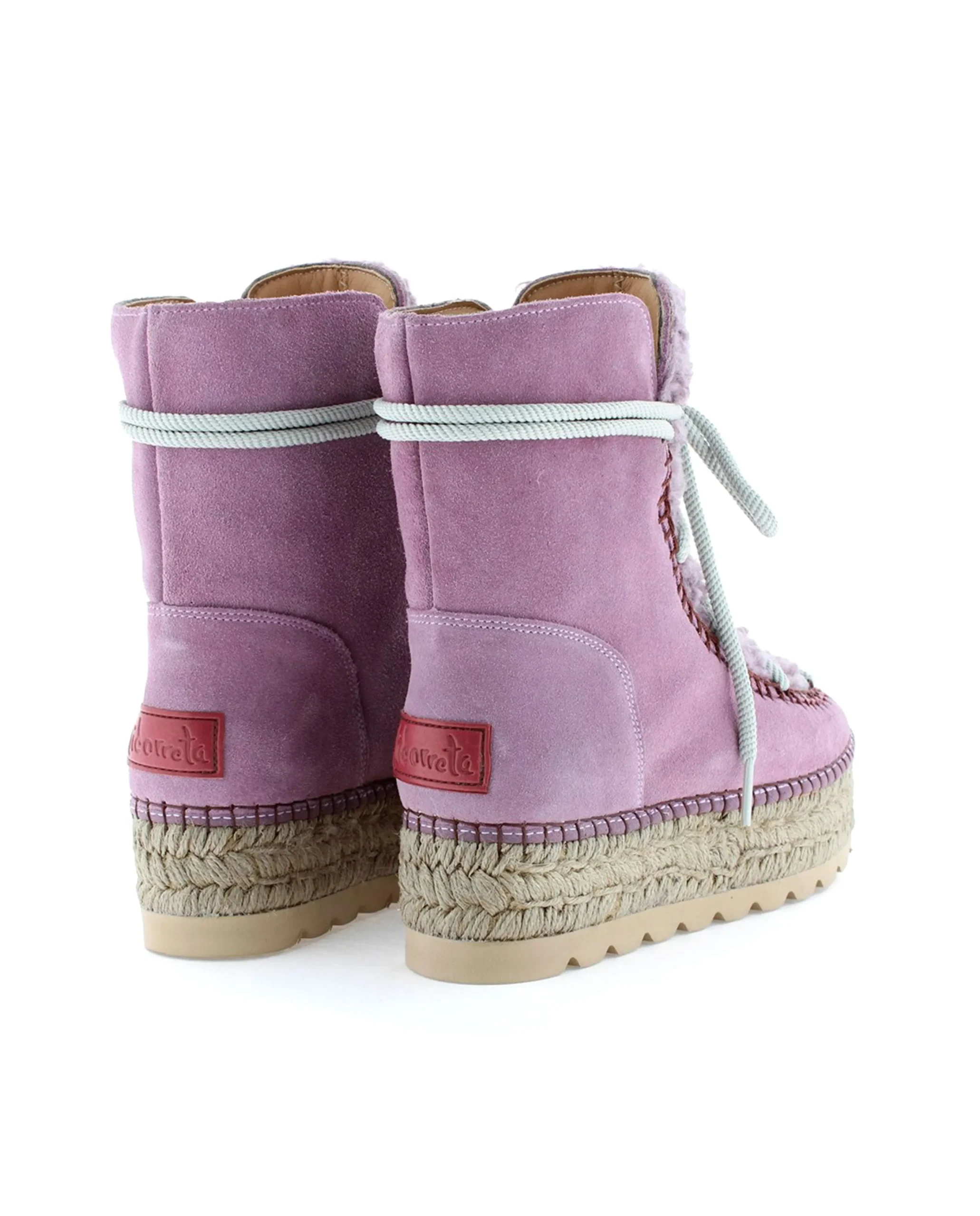 Botin plataforma en serraje violeta Merce Doble