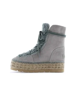 Botin plataforma en serraje gris Merce Doble