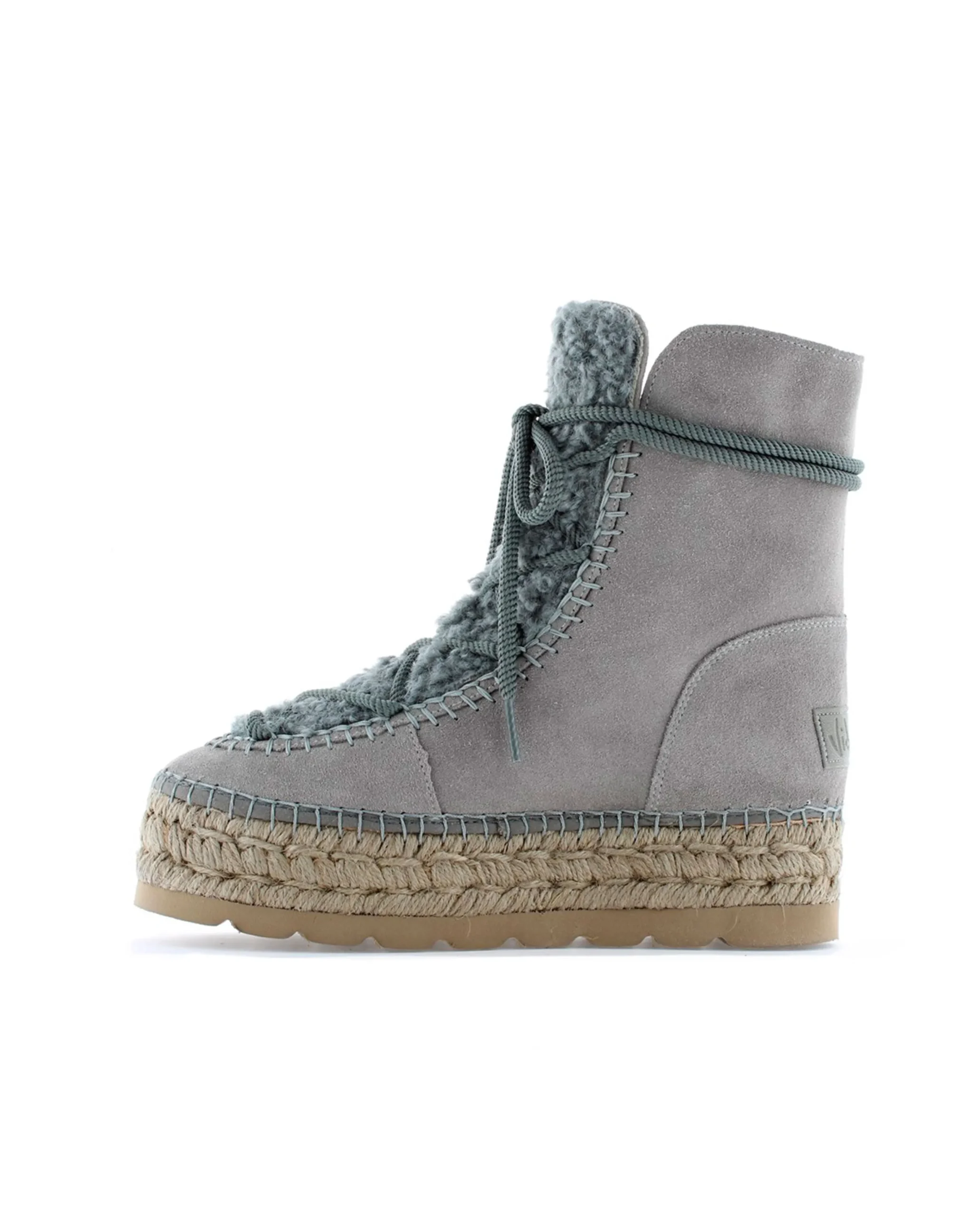 Botin plataforma en serraje gris Merce Doble