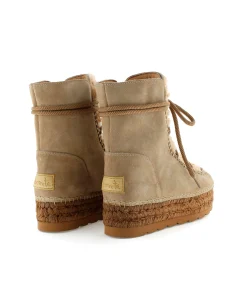 Botin plataforma en serraje taupe Merce Doble