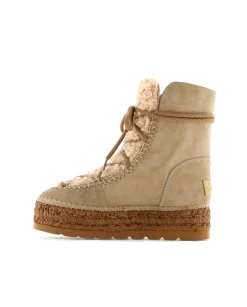 Botin plataforma en serraje taupe Merce Doble