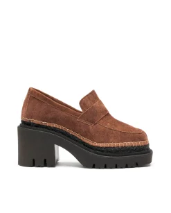 Mocasín de tacón en cavallo cuero oscuro Panteta