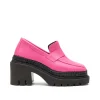 Mocasín de tacón en velvet fuxia Panteta